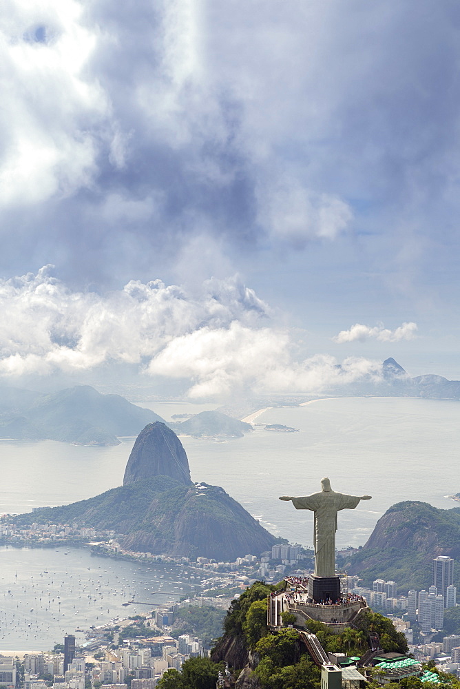 Rio de Janeiro landscape showing Corcovado, the Christ and the Sugar Loaf, UNESCO World Heritage Site, Rio de Janeiro, Brazil, South America