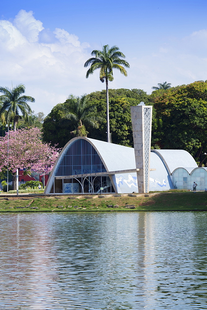 The church of Sao Francisco de Assis by Oscar Niemeyer in Pampulha, UNESCO World Heritage Site, Belo Horizonte, Minas Gerais, Brazil, South America