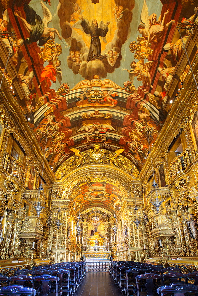 Baroque interior of the church of Order of St. Francis of Penitence (Ordem Terceira Sao Francisco Penitencia) by Xavier de Brito, Rio de Janeiro, Brazil, South America