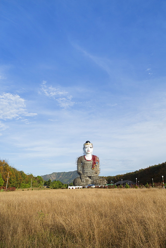 Lettet sitting buddha under construction, Mon, Myanmar (Burma), Southeast Asia