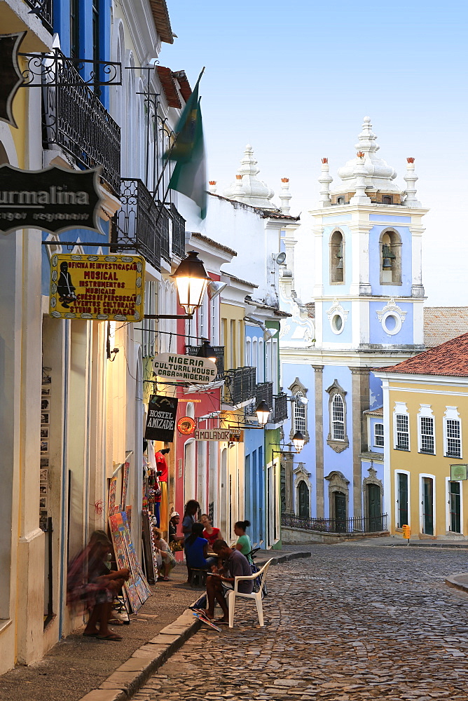 Pelourinho with Our Lady of the Rosary of Black People (Nossa Senhora do Rosario dos Pretos), UNESCO World Heritage Site, Salvador, Bahia, Brazil, South America