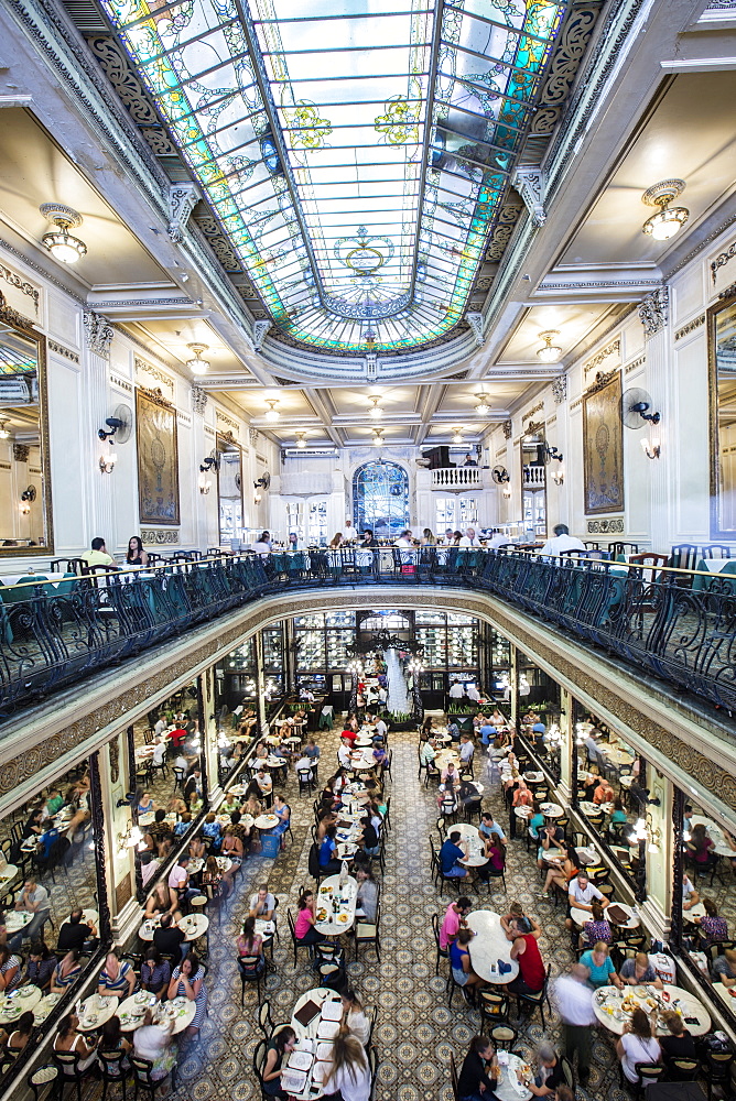 The Interior of the Confeitaria Colombo, Portuguese art nouveau cafe in central Rio de Janeiro, Brazil, South America