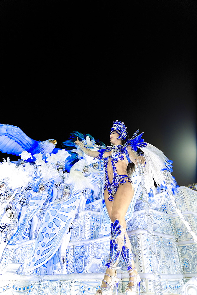 Dancers at the main Rio de Janeiro Carnival parade in the Sambadrome (Sambodromo) arena, Rio de Janeiro, Brazil, South America