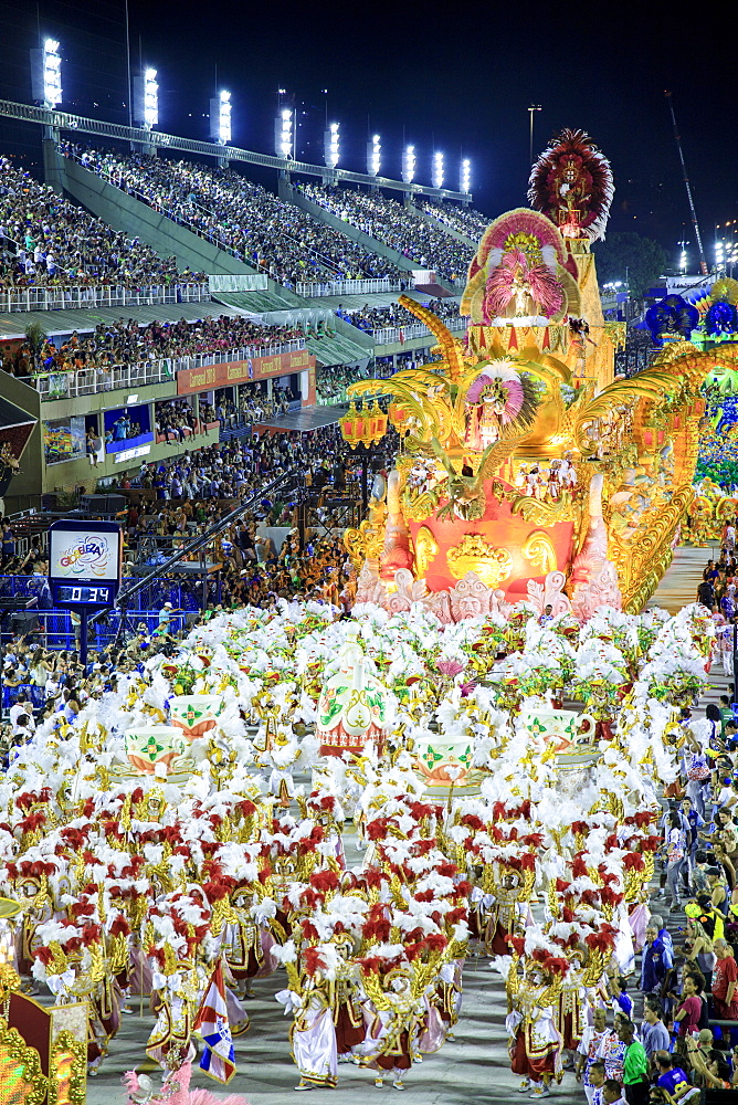 Dancers at the main Rio de Janeiro Carnival parade in the Sambadrome (Sambodromo) arena, Rio de Janeiro, Brazil, South America