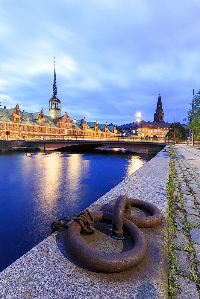 The Church of Holmen and the House of Parliament, Christiansborg Palace in central Copenhagen, Denmark, Europe