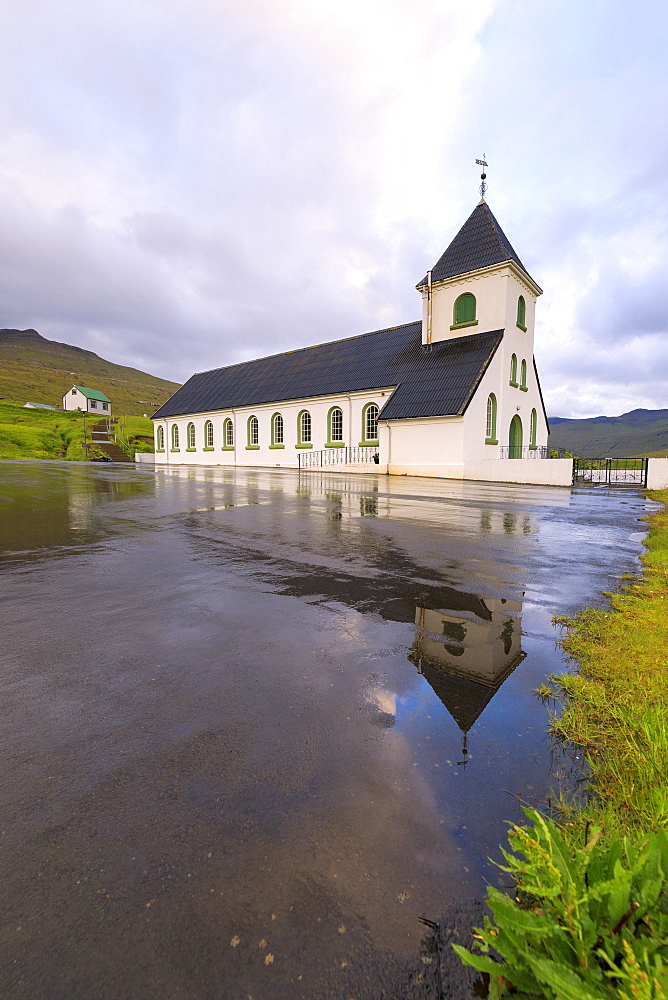 Church of Nordskali, Eysturoy island, Faroe Islands, Denmark, Europe