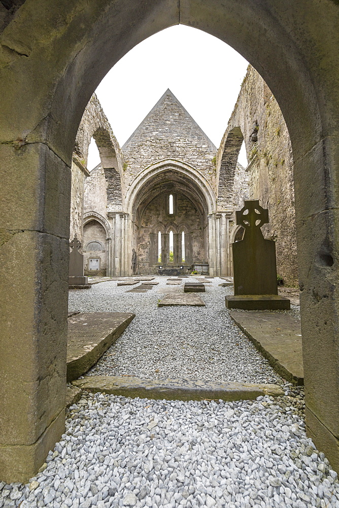 Ruins of the Cistercian Corcomroe Abbey, The Burren, County Clare, Munster, Republic of Ireland, Europe