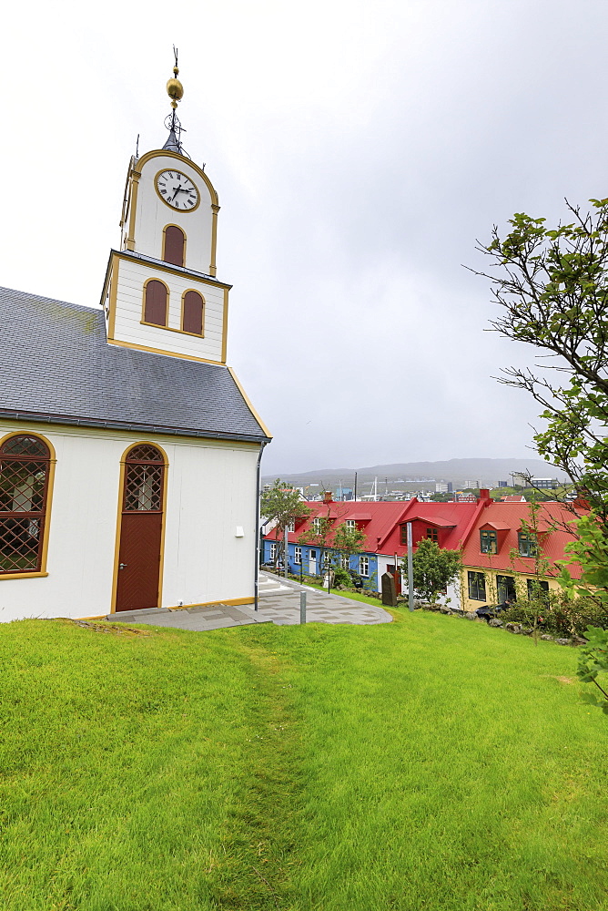 Cathedral near the harbour of Torshavn, Streymoy Island, Faroe Islands, Denmark, Europe