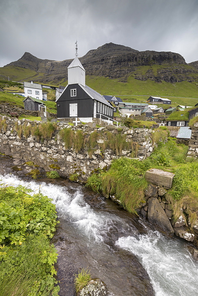 Church of Bour, Vagar Island, Faroe Islands, Denmark, Europe