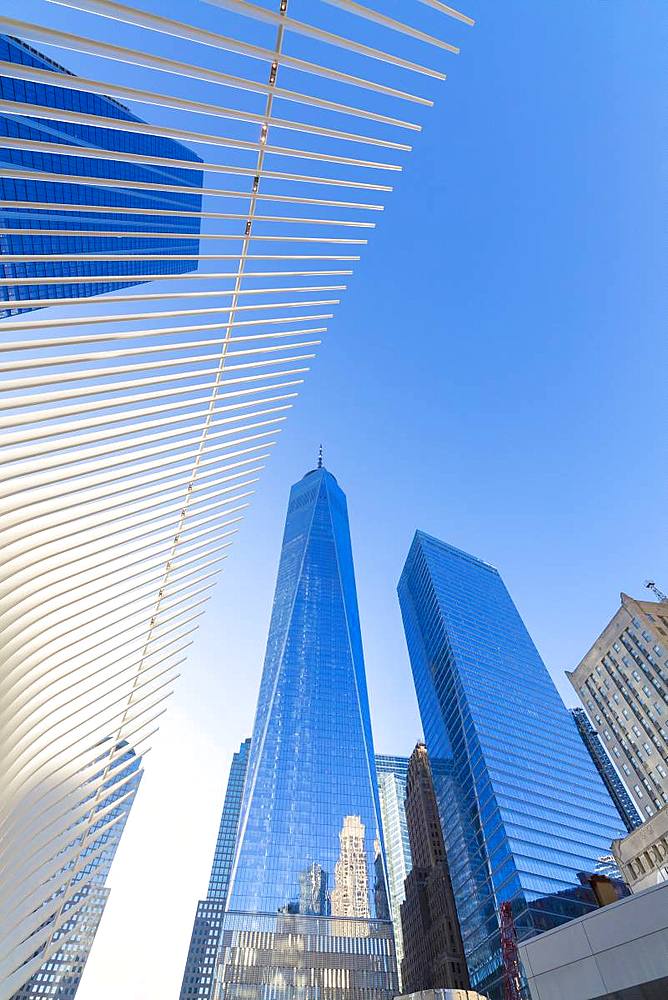 The Oculus Building and Freedom Tower, One World Trade Center, Lower Manhattan, New York City, United States of America, North America