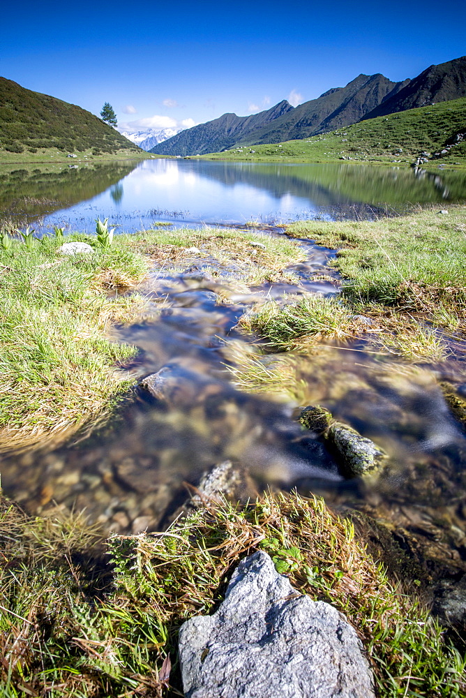 Summer view of Lake Porcile and Tartano Valley, Orobie Alps, Lombardy, Italy, Europe