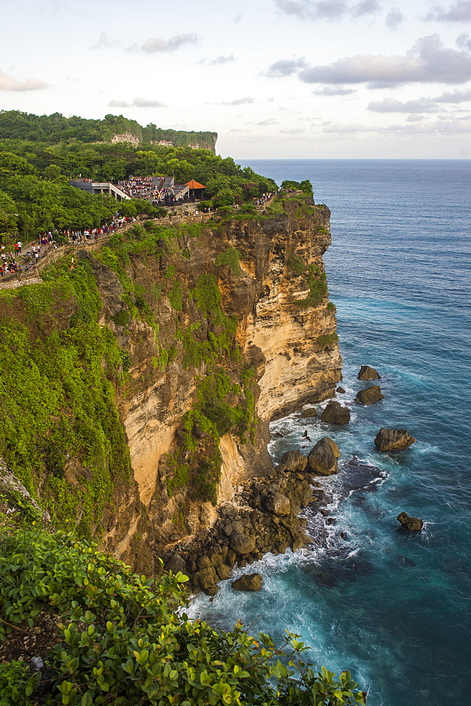 The sheer cliffs in the Uluwatu Temple (Pura Luhur Uluwatu) area, Uluwatu, Bali, Indonesia, Southeast Asia, Asia