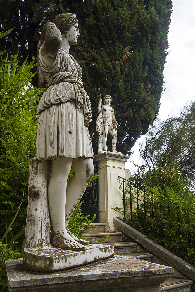 Classical statue in the Achilleion Palace, old town of Corfu, Ionian Islands, Greek Islands, Greece, Europe