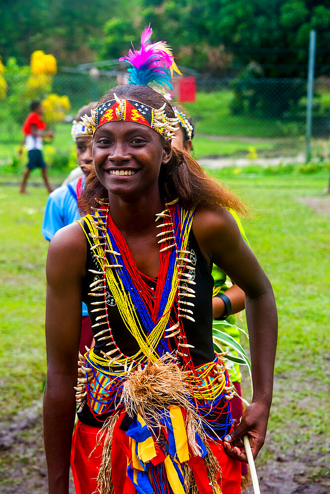 Young people practising traditional dance, Manus Island, Admiralty Islands, Papua New Guinea, Pacific