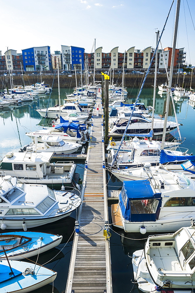 Sport boat harbour, St. Helier, Jersey, Channel Islands, United Kingdom, Europe