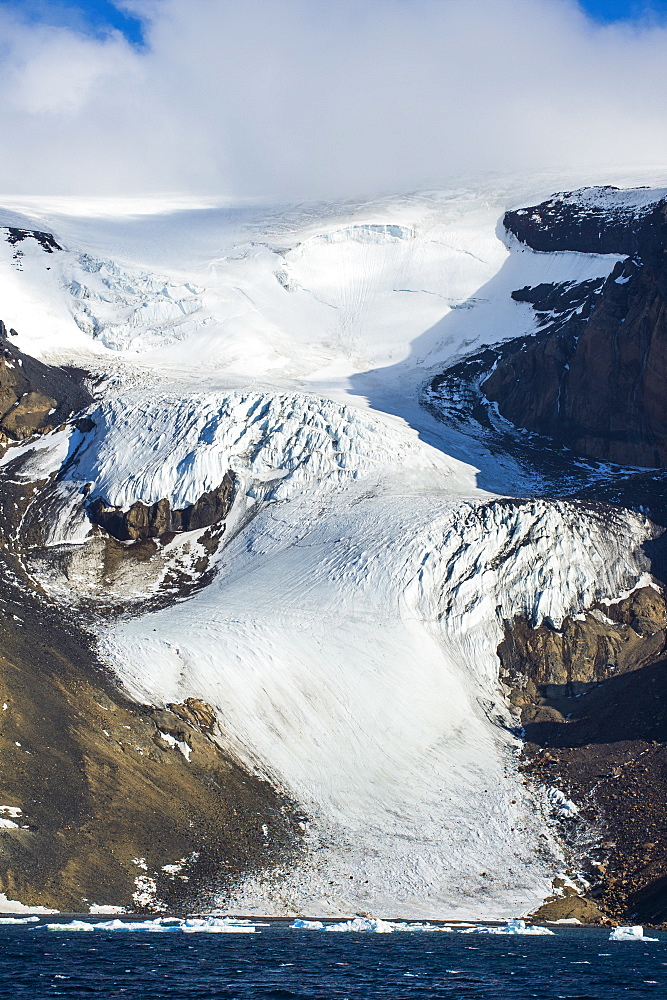 Glacier on Brown Bluff huge volcanic basalt, Tabarin Peninsula, Antarctica, Polar Regions