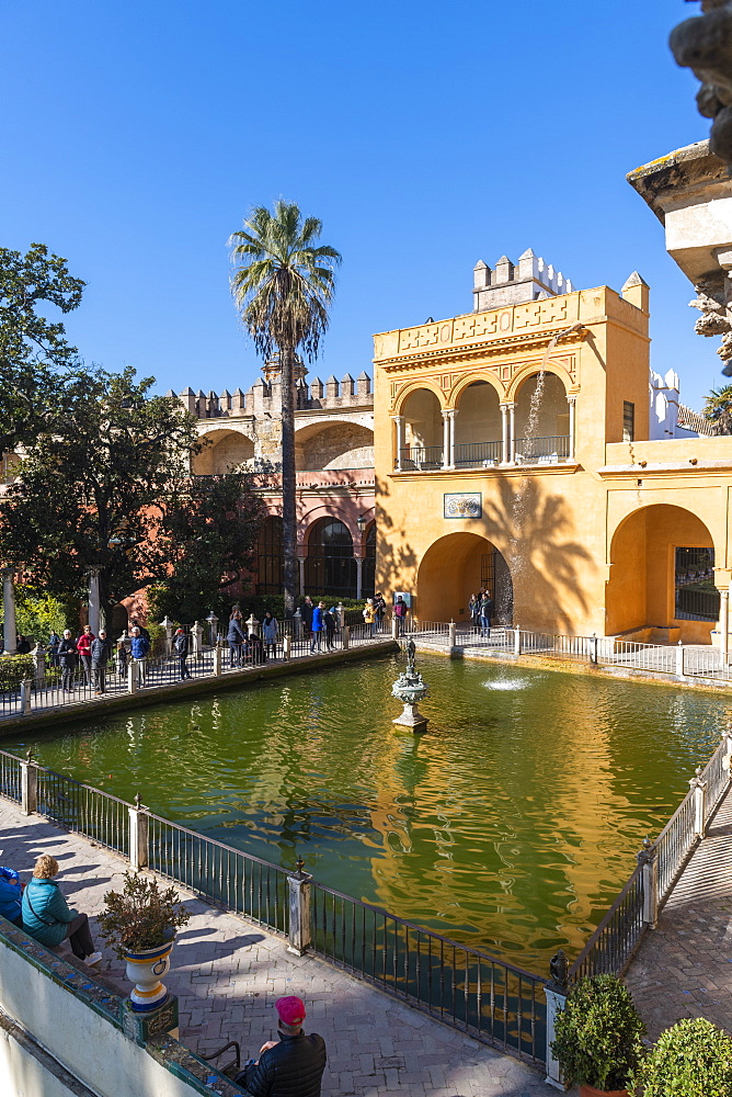 Alcazar Gardens, UNESCO World Heritage Site, Seville, Andalusia, Spain, Europe