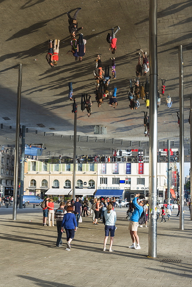 The Port Vieux Pavilion Mirrored Canopy, Marseille, Bouches du Rhone, Provence, Provence-Alpes-Cote d'Azur, France, Europe