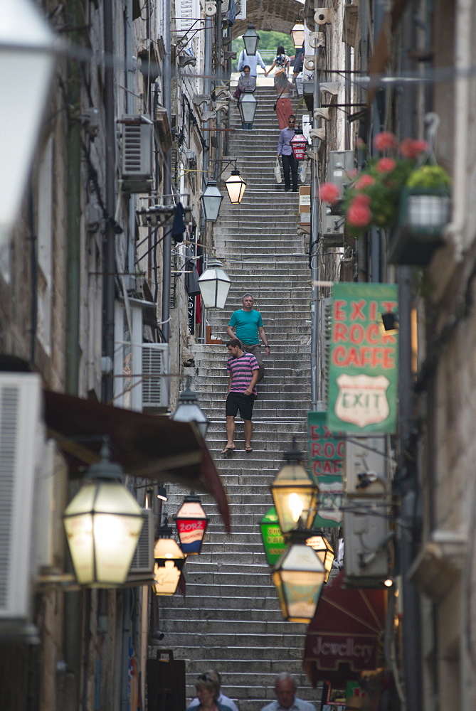 Steps in the old town, UNESCO World Heritage Site, Dubrovnik, Croatia, Europe