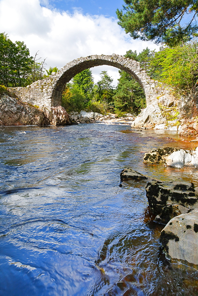 Carrbridge, oldest stone bridge in the Highlands, Scotland, United Kingdom, Europe