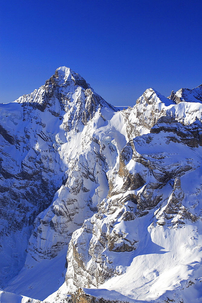 Gspaltenhorn, 3437 m, swiss alps, mountains, winter, valley of lauterbrunnen, view from the schilthorn, 2970 m, bernese , bern, switzerland