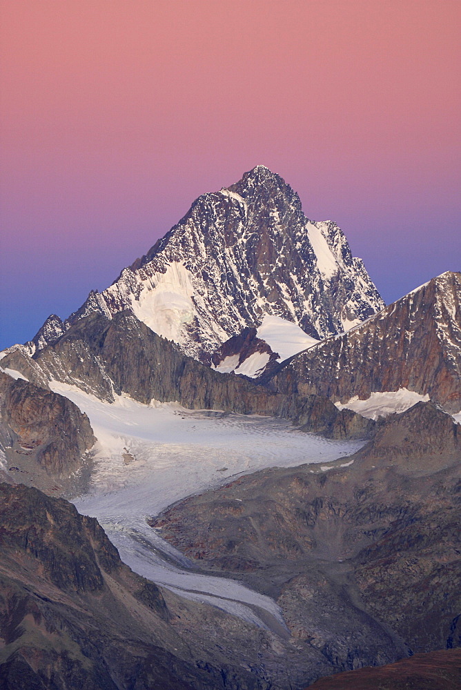 Swiss alps, finsteraarhorn, 4274 m, view from nufenenpass in autumn, wallis, switzerland