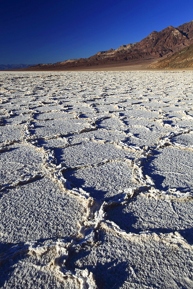 Badwater, saltpan in desert, death valley national park, california, usa