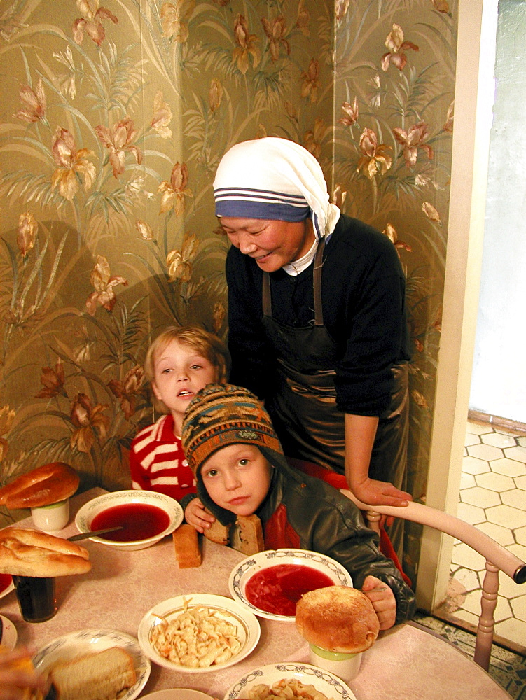 Russia - soup kitchen run by mother teresas sisters of charity for the poor and elderly, yuzhno sakhalinsk, sakhalin island, russian far east