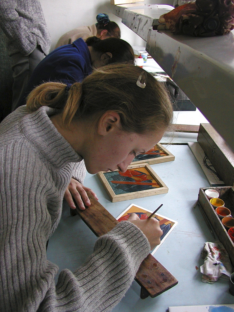 Russia art students at the school in palekh