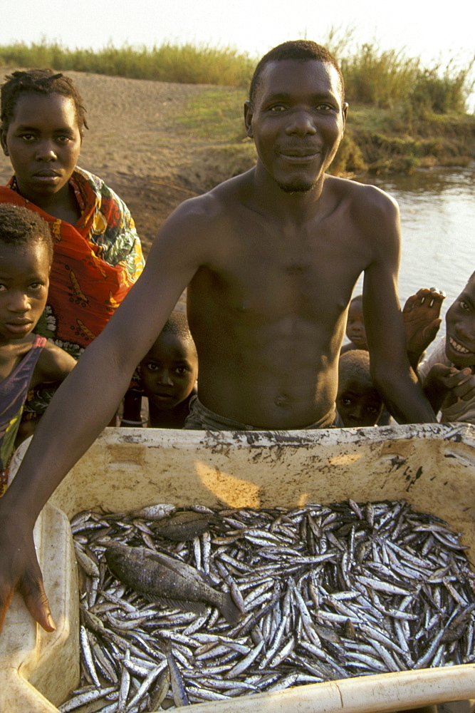 Mozambique fisherman catch, metangula, nyasa