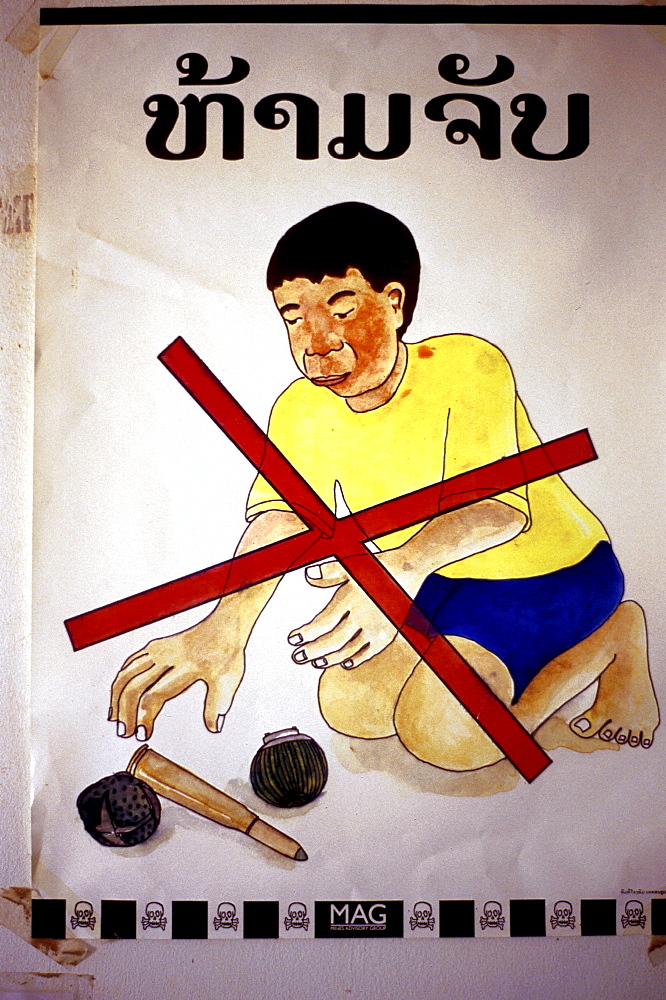 War poster to against unexploded bombs, xieng khouang