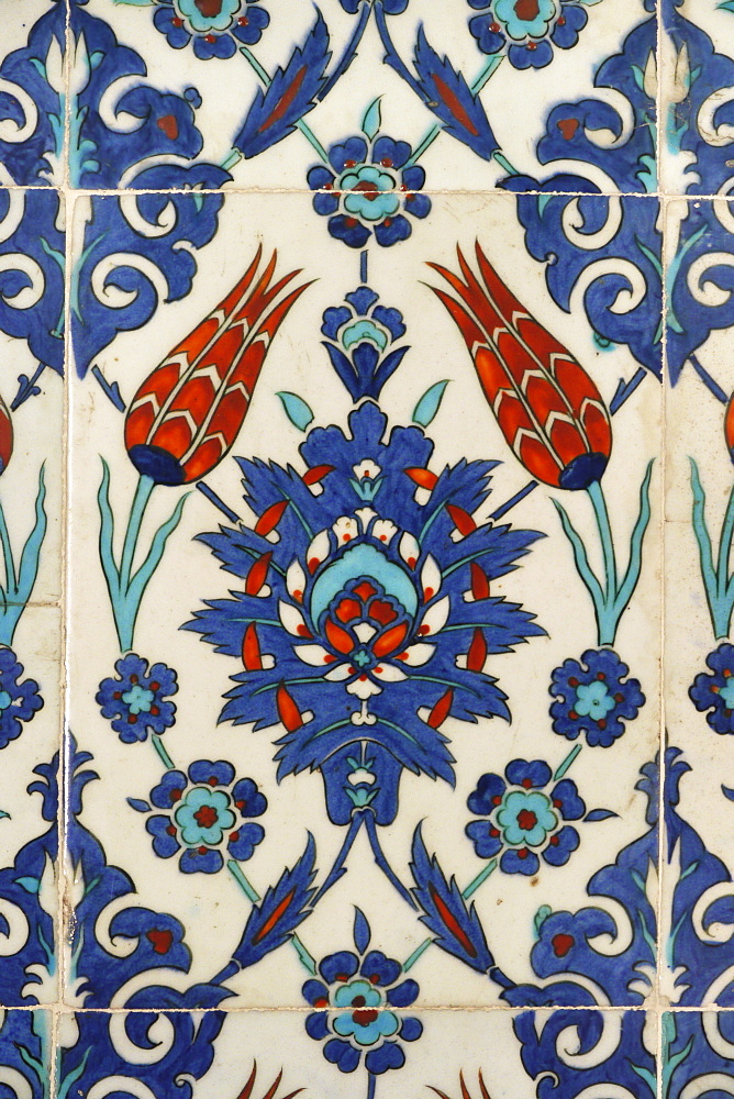 TURKEY Mosque of Rustem Pasha, Istanbul. Detail of Iznik tile