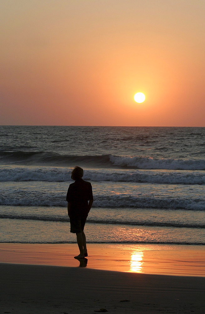 India sunset from the beach at arambol, goa.