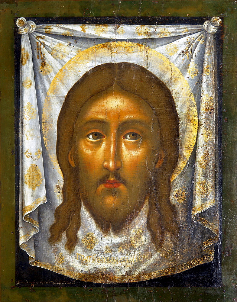 Russia vernicle by simon ushakov, 1674, from cathedral of saint sophia, novgorod. Icon museum of veliky novgoro