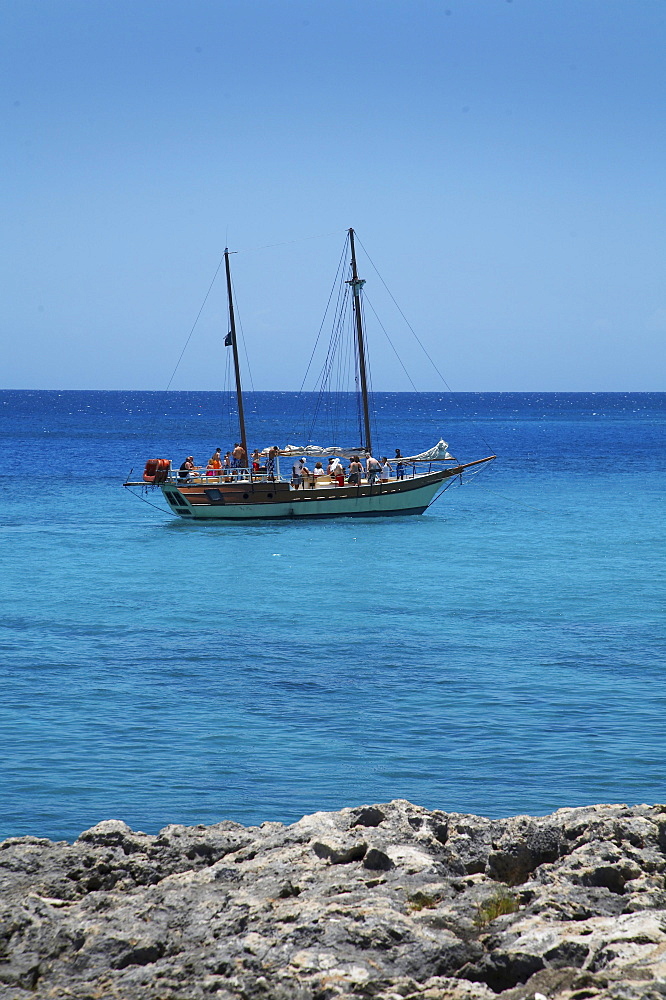 Jamaica. Tourist sailing boat at montego bay