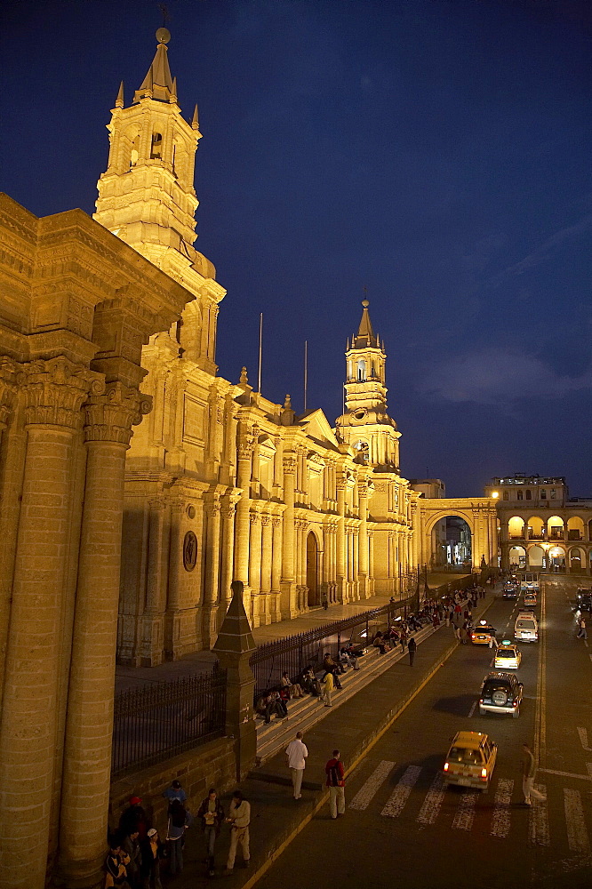 Peru. Main square of areqipa with cathedral