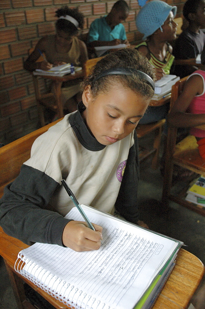 Education, brazil. Primary school of castainho quilombo, pernambuco. Quilombos were set up by escaped african slaves hundreds of years ago