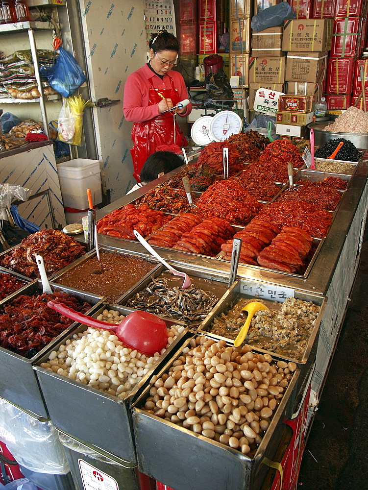 Korea - kimchee & pickles on sale at karakan wholesale food market, seoul