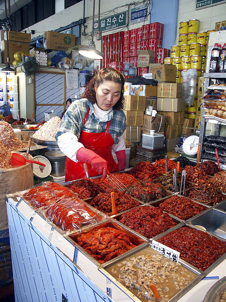 Korea - kimchee on sale at karakan wholesale food market, seoul