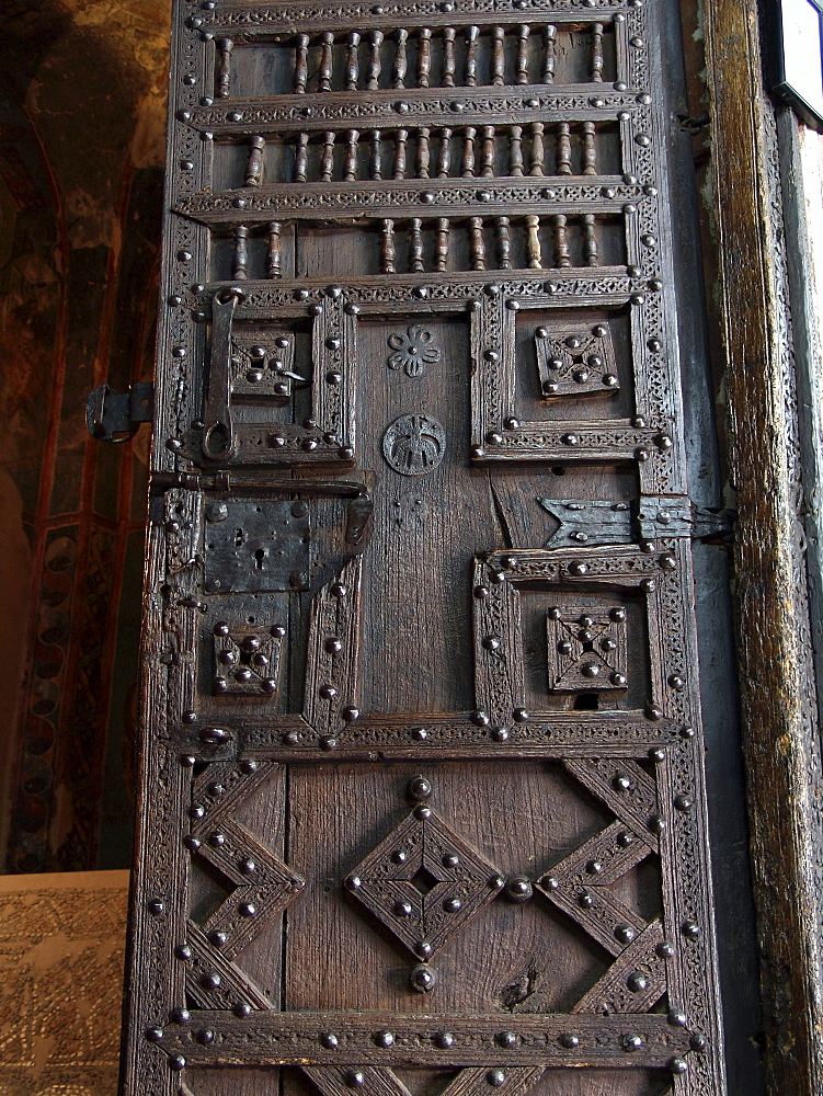 Macedonia (the former yugoslav republic of macedonia, fyrm) main door of the orthodox church of saint clement, ohrid