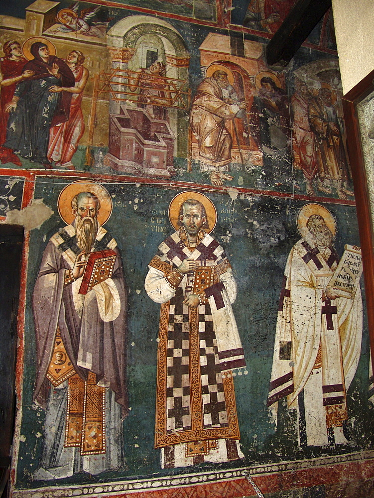 Macedonia (the former yugoslav republic of macedonia, fyrm) 13th century frescoes inside the orthodox church of saint clement, ohrid