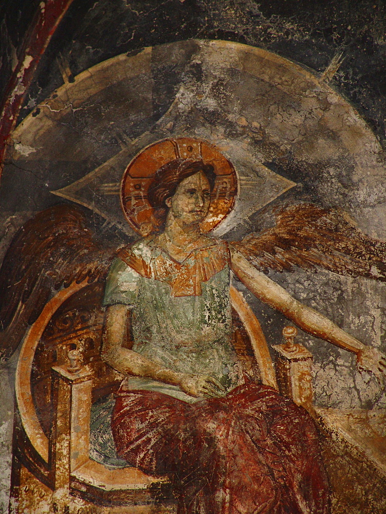 Macedonia (the former yugoslav republic of macedonia, fyrm) 13th century frescoes inside the orthodox church of saint clement, ohrid