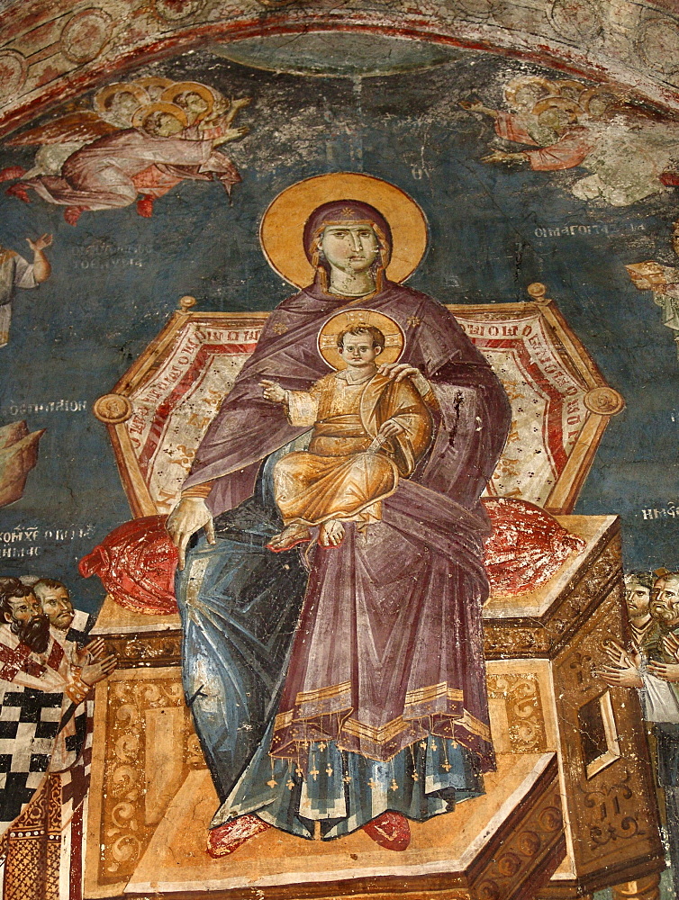 Macedonia (the former yugoslav republic of macedonia, fyrm) 13th century frescoes inside the orthodox church of saint clement, ohrid