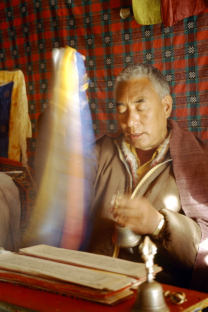 In month of november before full moon a sacred ceremony is held in various monasteries throughout himalayas by traditional healers known as amchis. They call down spiritual deities to bless medicine. Amchis performing puja at potenization ceremony. Amchis performing rituals during potenization ceremony. India