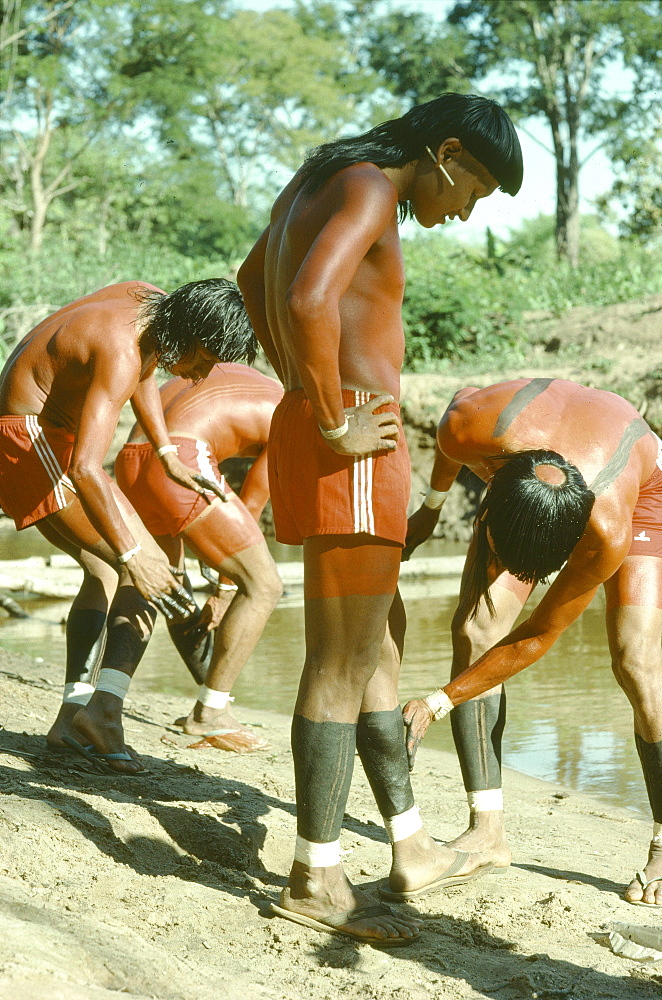 Xavante indian tribesmen, brazil