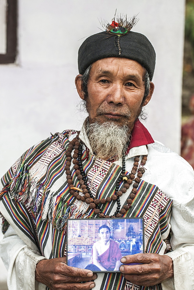 Naphe Lepcha, 70, is a Bhom Thing (a dhami who channelize nature), Sikkim, India, Asia