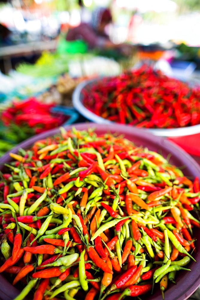 Chillies in market, Phuket, Thailand, Southeast Asia, Asia