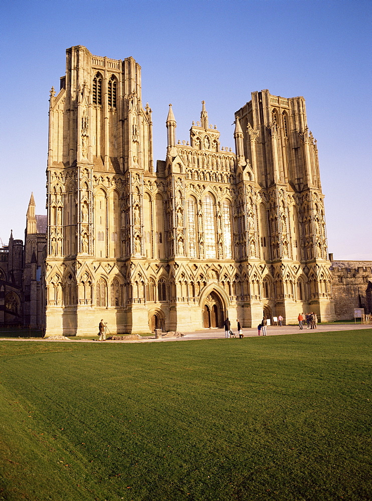 West front, Wells Cathedral, Wells, Somerset, England, United Kingdom, Europe