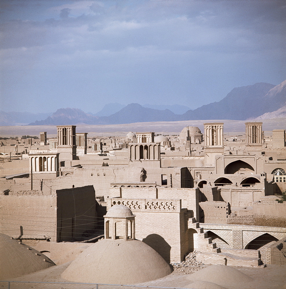 Rooftops and wind towers, Yazd, Iran, Middle East