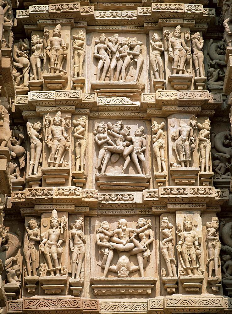 West side of Kandariya Mahadev temple, Western Group, Khajuraho, Madhya Pradesh state, India, Asia